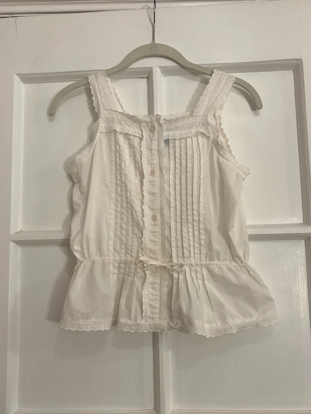 100% Cotton Lace Trim Tank Top